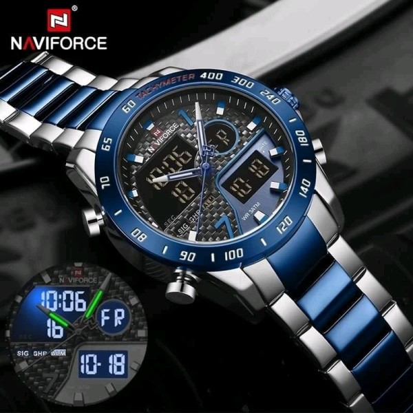 Naviforce Nf 9171 Stainless Steel Wrist Watch for Men - Blue