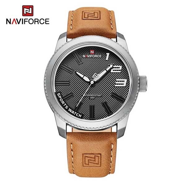 NAVIFORCE NF9202 PU Leather Wrist Watch - Browen