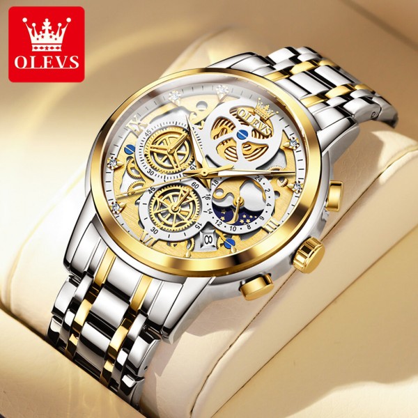 Olevs 9947 Luxury Men Watch With Chronograph - White