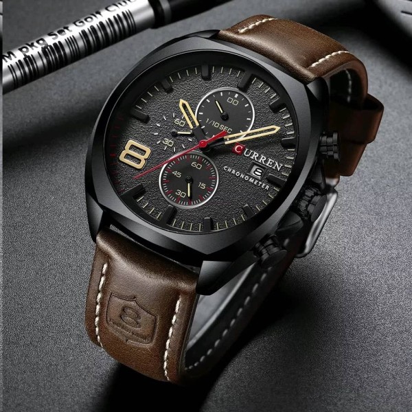 Curren 8324 Men Chronograph Watch Top Brand Luxury CURREN Leather Watch For Male Quartz Clock Men Sport Wrist Watch Waterproof