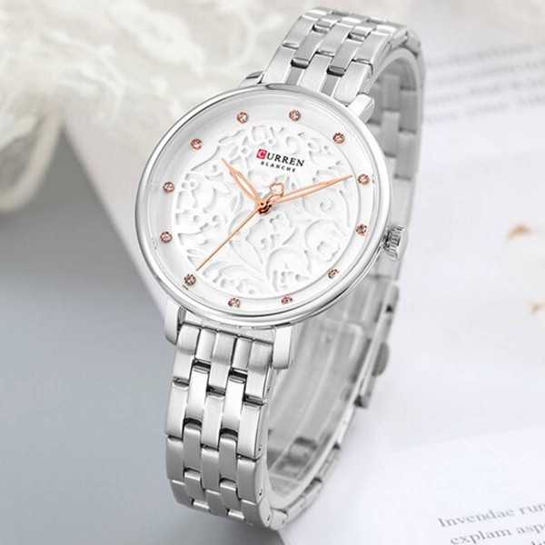 CURREN 9046 Ladies Chain Quartz Watch- Silver