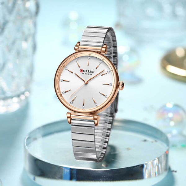 Curren 9081 Analog Stainless Steel Watch For Women - Silver &  Rose Gold