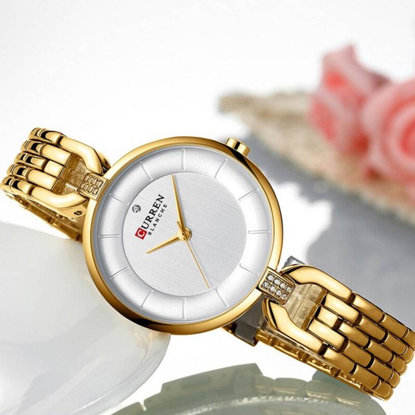 CURREN 9052 Stainless Steel Analog Watch For Women-Golden & White