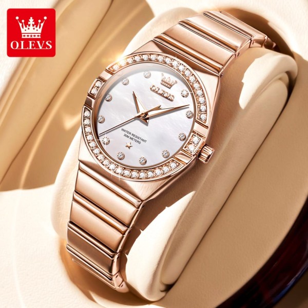 OLEVS 9975 Stainless Steel Quartz Fashion Watch Women For -White