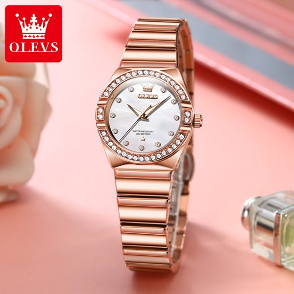 OLEVS 9975 Stainless Steel Quartz Fashion Watch Women For -White