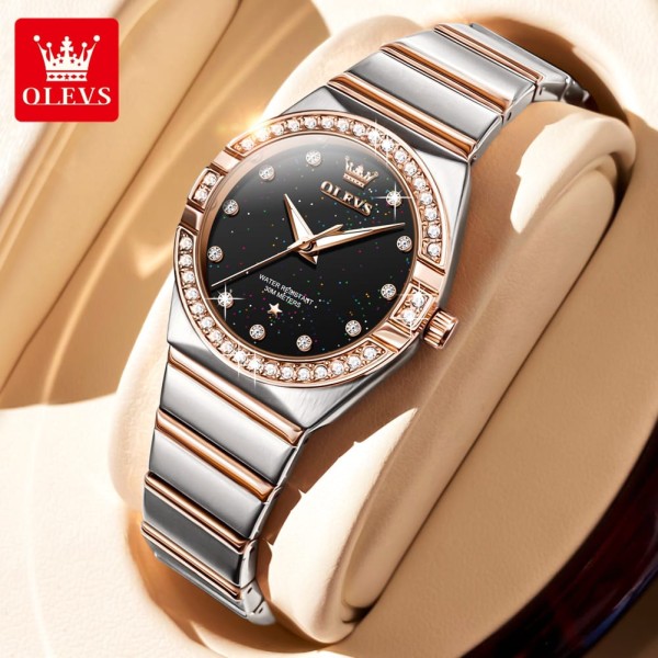 OLEVS 9975 Stainless Steel Quartz Fashion Watch Women For -Black