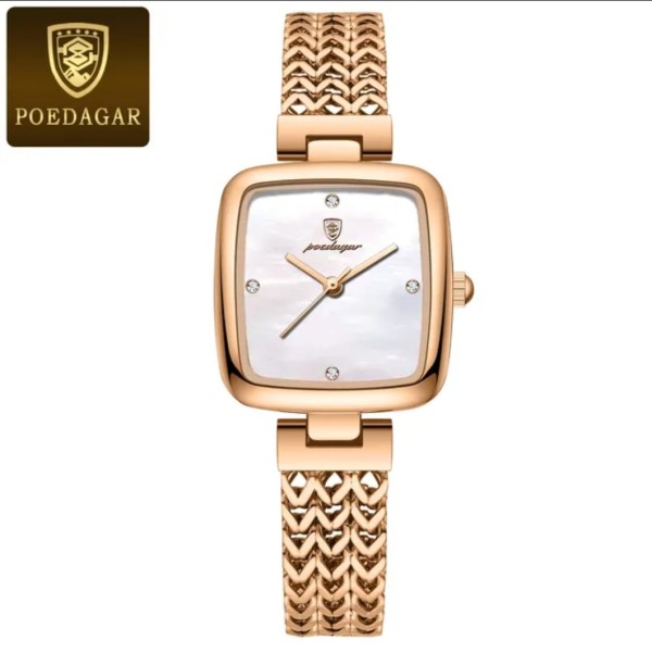 POEDAGAR 768 Luxury Square Elegant Fashion Ladies Watch For-White