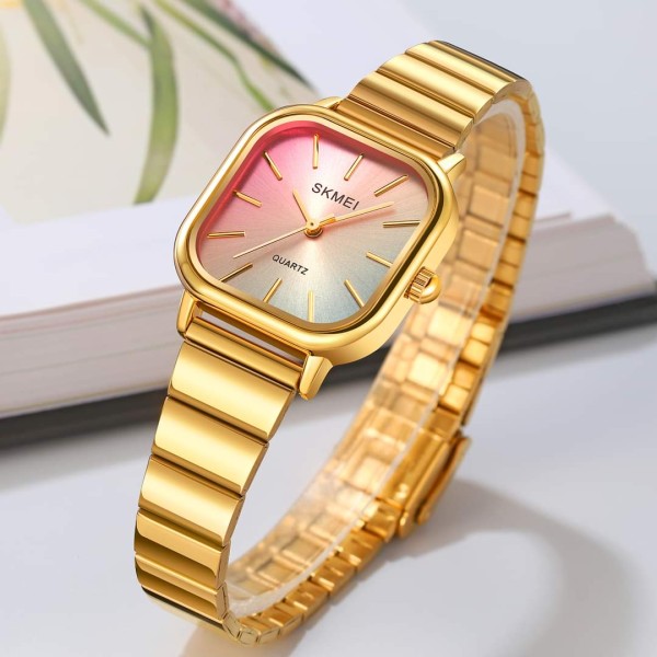 SKMEI 2190 Stainless Steel Quartz Wristwatch Women Watch For-Gold