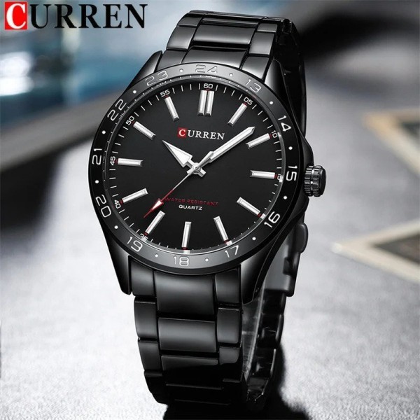 CURREN 8452 Luminous Stainless Steel Quartz Fashion Watch Men For -Black