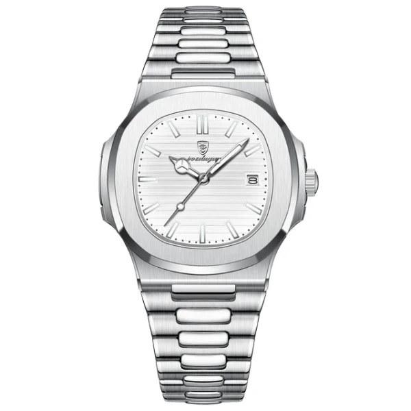 POEDAGAR 612 Men's Watch- Silver & White