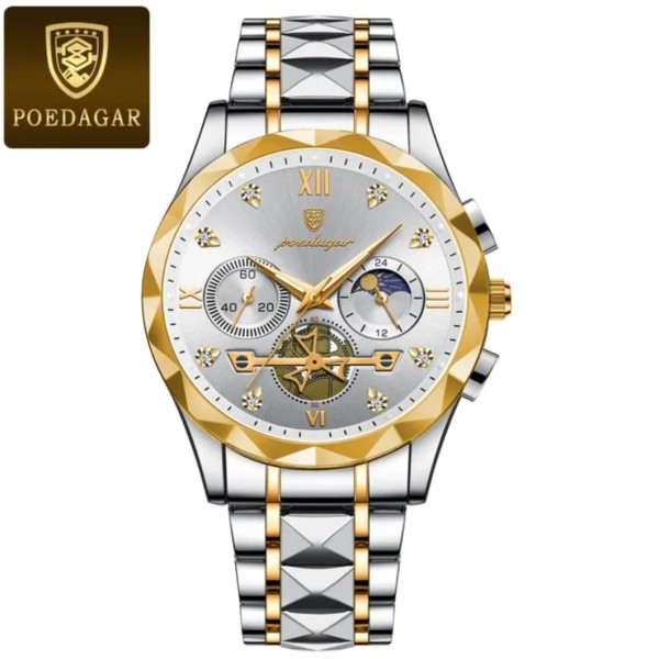 POEDAGAR 996 Stainless Steel Chronograph Men’s Watch - White