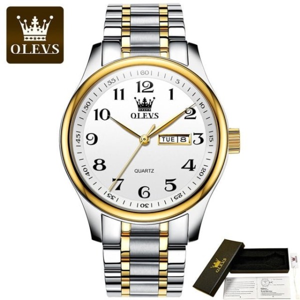 Olevs 5567 Stainless Steel Analog Wrist Watch For Men - White