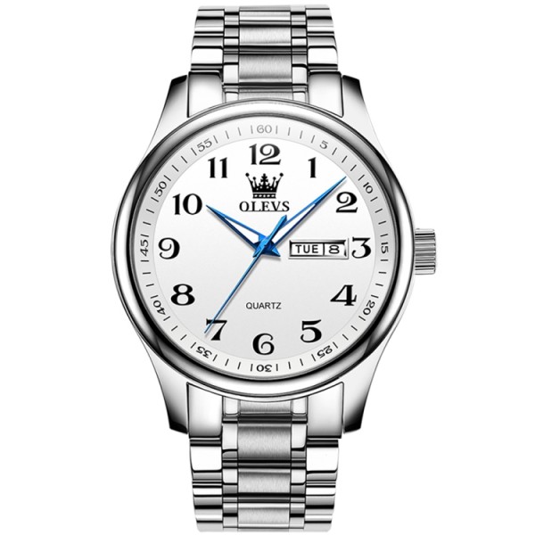 Olevs 5567 Stainless Steel Analog Wrist Watch For Men - Silver