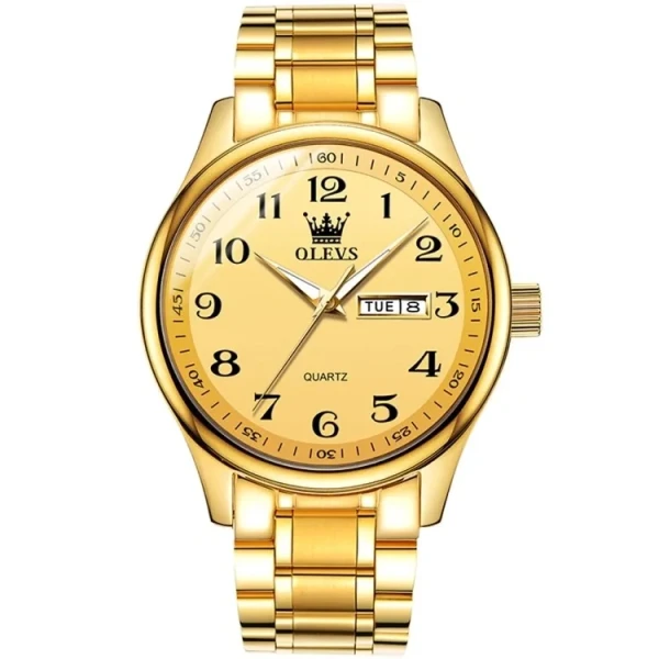 Olevs 5567 Stainless Steel Analog Wrist Watch For Men -Gold