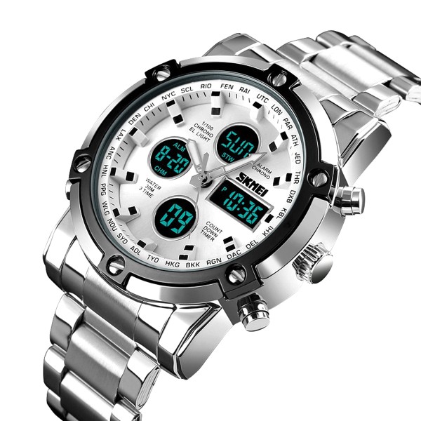 Skmei 1389 Stainless Steel Digital Men's Watch - Silver