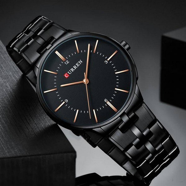 CURREN 8321 Stainless Steel Quartz Men's Watch - Black