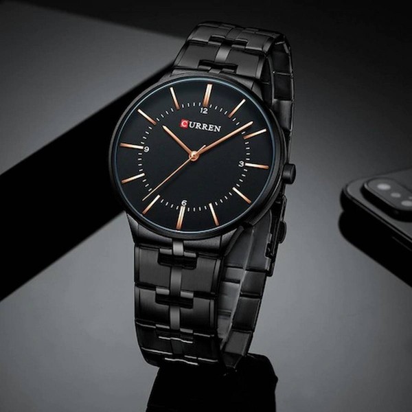 CURREN 8321 Stainless Steel Quartz Men's Watch - Black