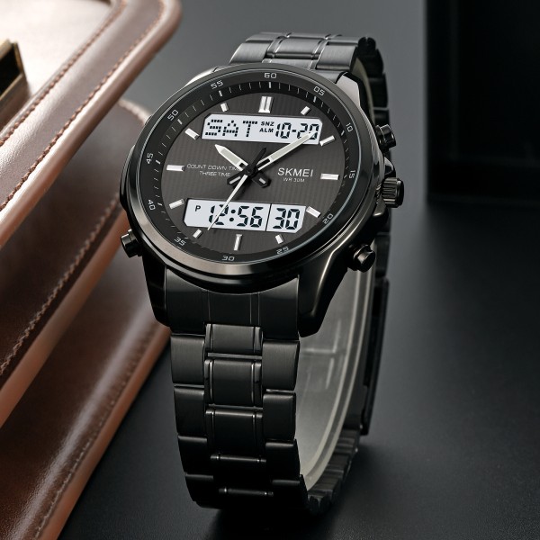 SKMEI 2049 Dual Display Electronic Multifunctional Men Watch - Black