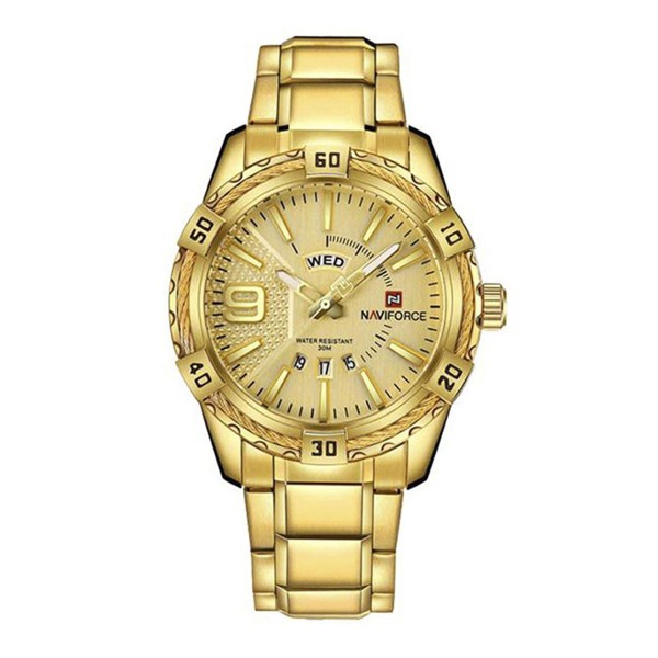 Naviforce 9117 Stainless Steel Wrist Watch For Men- Gold