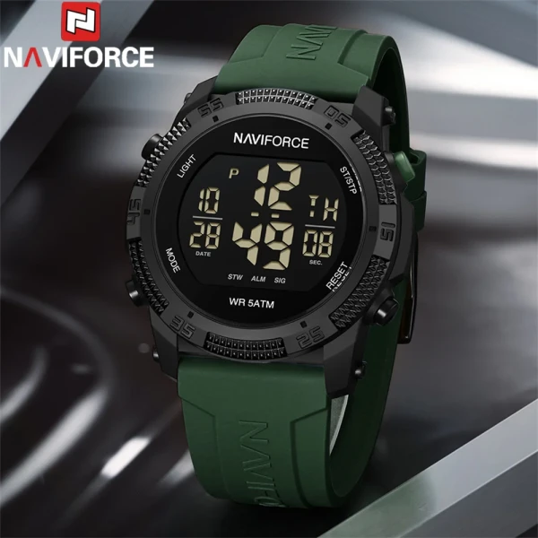 NAVIFORCE 7104 Multi-Function Digital Silicone Strap Sports Watch - Green