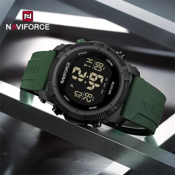 NAVIFORCE 7104 Multi-Function Digital Silicone Strap Sports Watch - Green