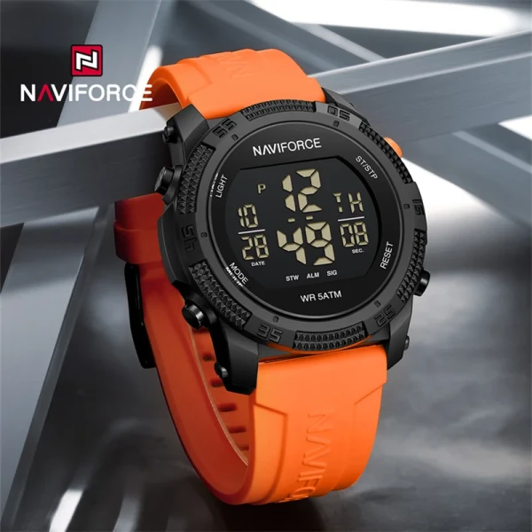 NAVIFORCE 7104 Multi-Function Digital Silicone Strap Sports Watch - Orange