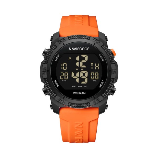 NAVIFORCE 7104 Multi-Function Digital Silicone Strap Sports Watch - Orange