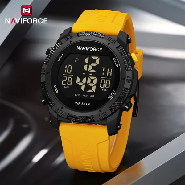 NAVIFORCE 7104 Multi-Function Digital Silicone Strap Sports Watch - yellow