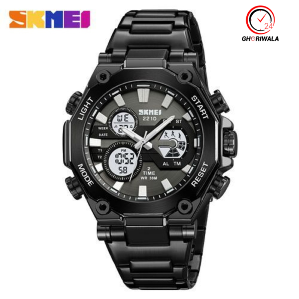 SKMEI 2210 Luxury Dual Time Display Digital Mens Watch - Black