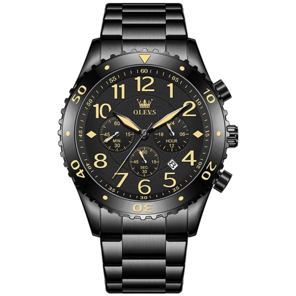 OLEVS 9969 Quartz Luxury Chronograph Watch For Men - BLACK