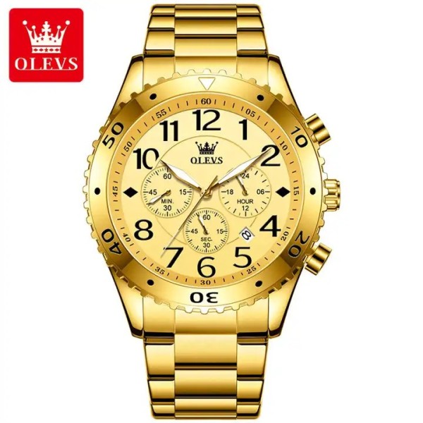 OLEVS 9969 Quartz Luxury Chronograph Watch For Men - Golden