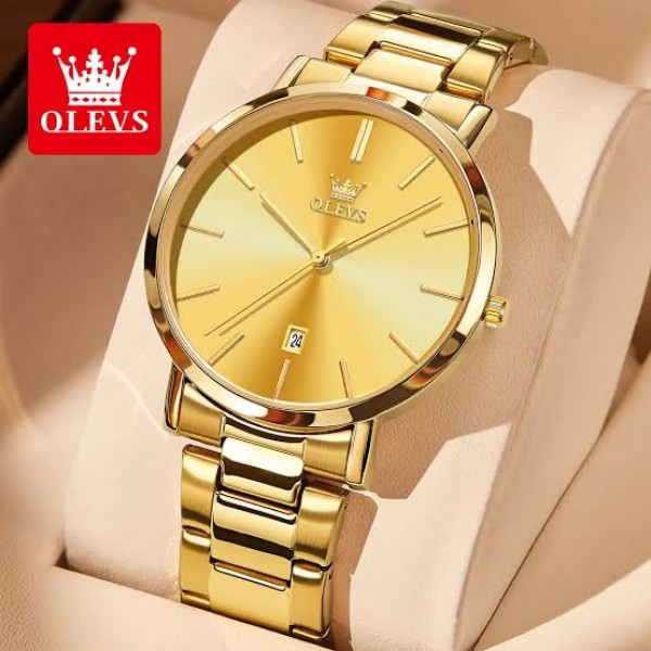 OLEVS 2896 Quartz Stainless Steel  Men's  Watch-Golden