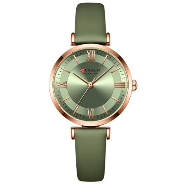 Curren 9079 Pu Leather Watches Women'S Quartz Leather Wristwatch-Light Green