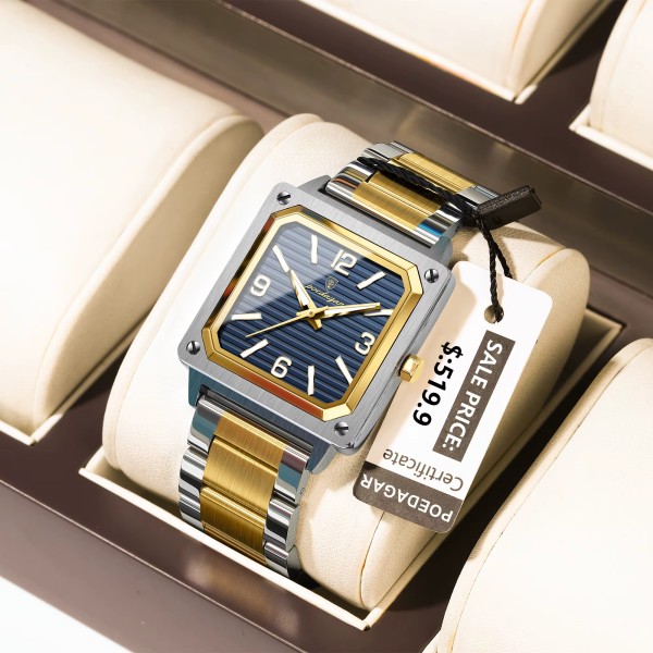 POEDAGAR 870 Luxury Elegant Men’s Watch - Golden & Blue