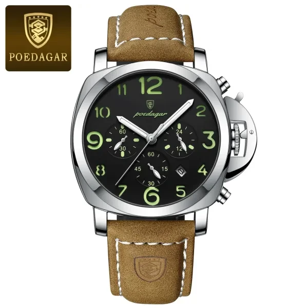 POEDAGAR 859 Luxury Sports Waterproof Luminous Mens Watch - Brown