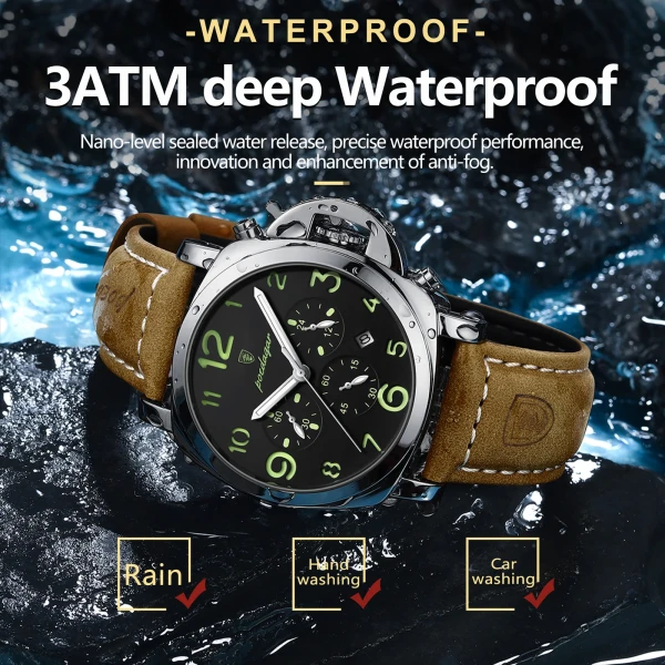 POEDAGAR 859 Luxury Sports Waterproof Luminous Mens Watch - Brown