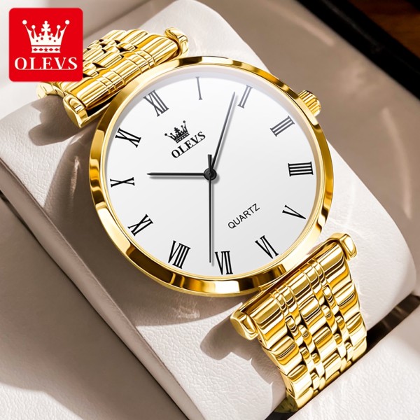 Olevs 5596 Luxury Elegant Men’s Watch - Golden