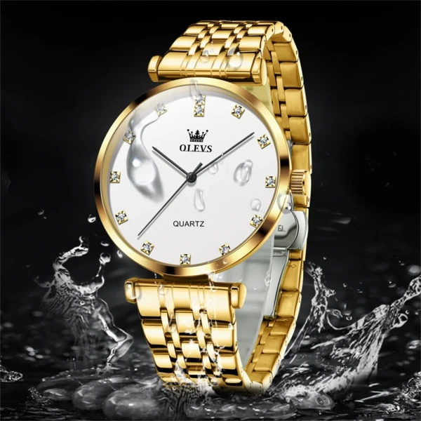 Olevs 5596 Luxury Elegant Men’s Watch - Golden