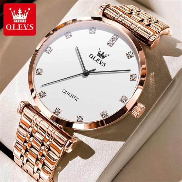 Olevs 5596 Luxury Elegant Men’s Watch -Rose Gold