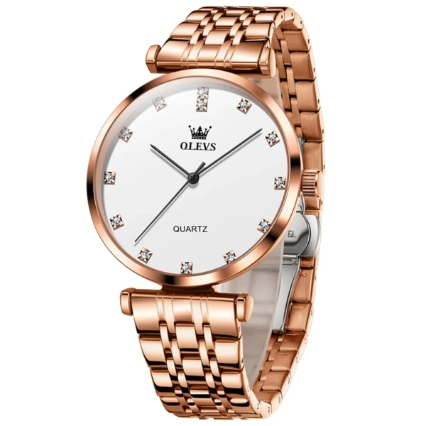 Olevs 5596 Luxury Elegant Men’s Watch -Rose Gold