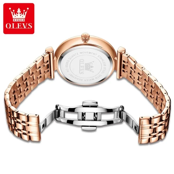 Olevs 5596 Luxury Elegant Men’s Watch -Rose Gold