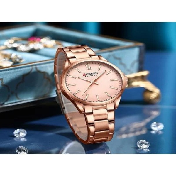 CURREN 9090 Stainless Steel Watches for Women – Rose Gold