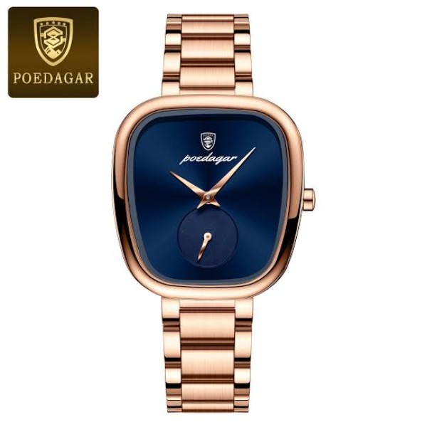 POEDAGAR 783 Luxury Elegant Women's Watch - Rose Gold & Blue