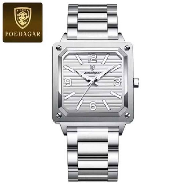 POEDAGAR 870 Luxury Elegant Men’s Watch -Silver & White