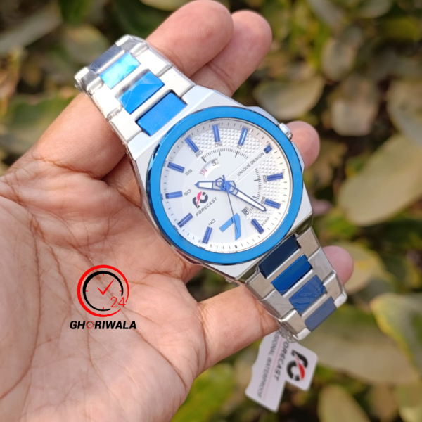 Forecast 013 Stainless Steel Quartz Fashion Watch Men's For-Silver & Blue