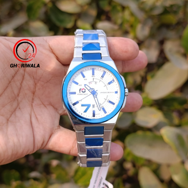 Forecast 013 Stainless Steel Quartz Fashion Watch Men's For-Silver & Blue