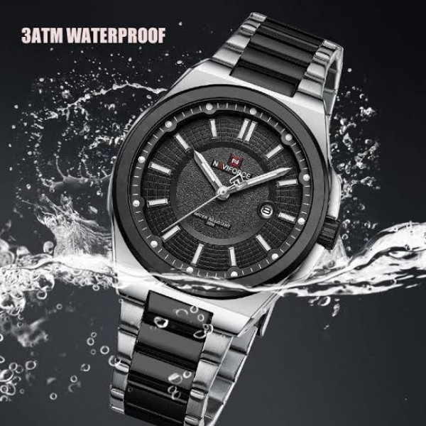 Naviforce 9212 Luxury Steelness Steel Men's Watch For- Silver/Black
