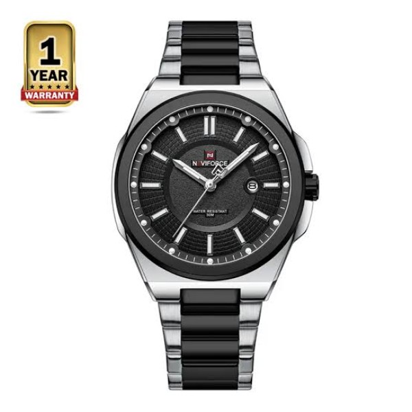 Naviforce 9212 Luxury Steelness Steel Men's Watch For- Silver/Black
