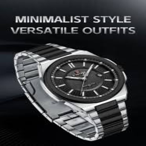 Naviforce 9212 Luxury Steelness Steel Men's Watch For- Silver/Black