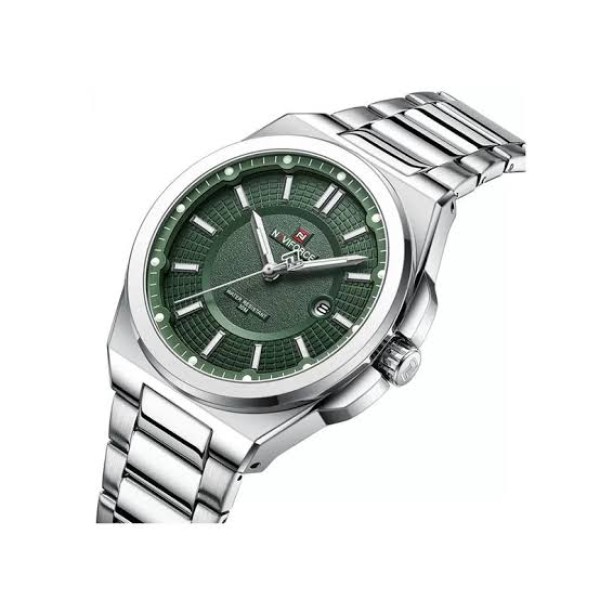 Naviforce 9212 Luxury Steelness Steel Men's Watch For- Silver/Green